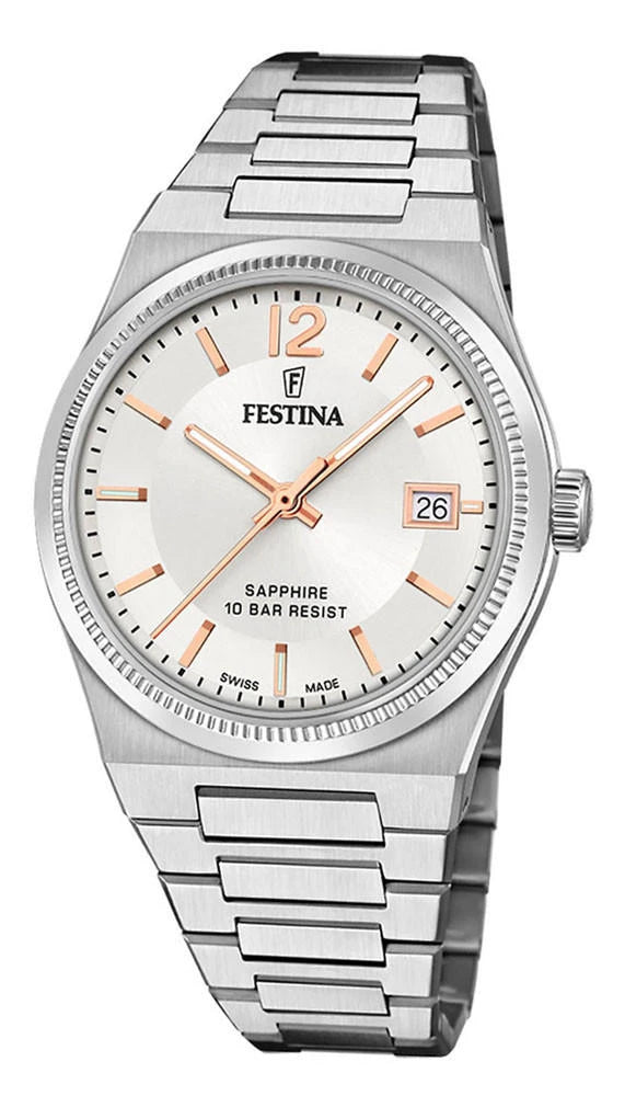 Swiss Made Quartz 35 mm Stainless Steel Silver Dial Women's Watch