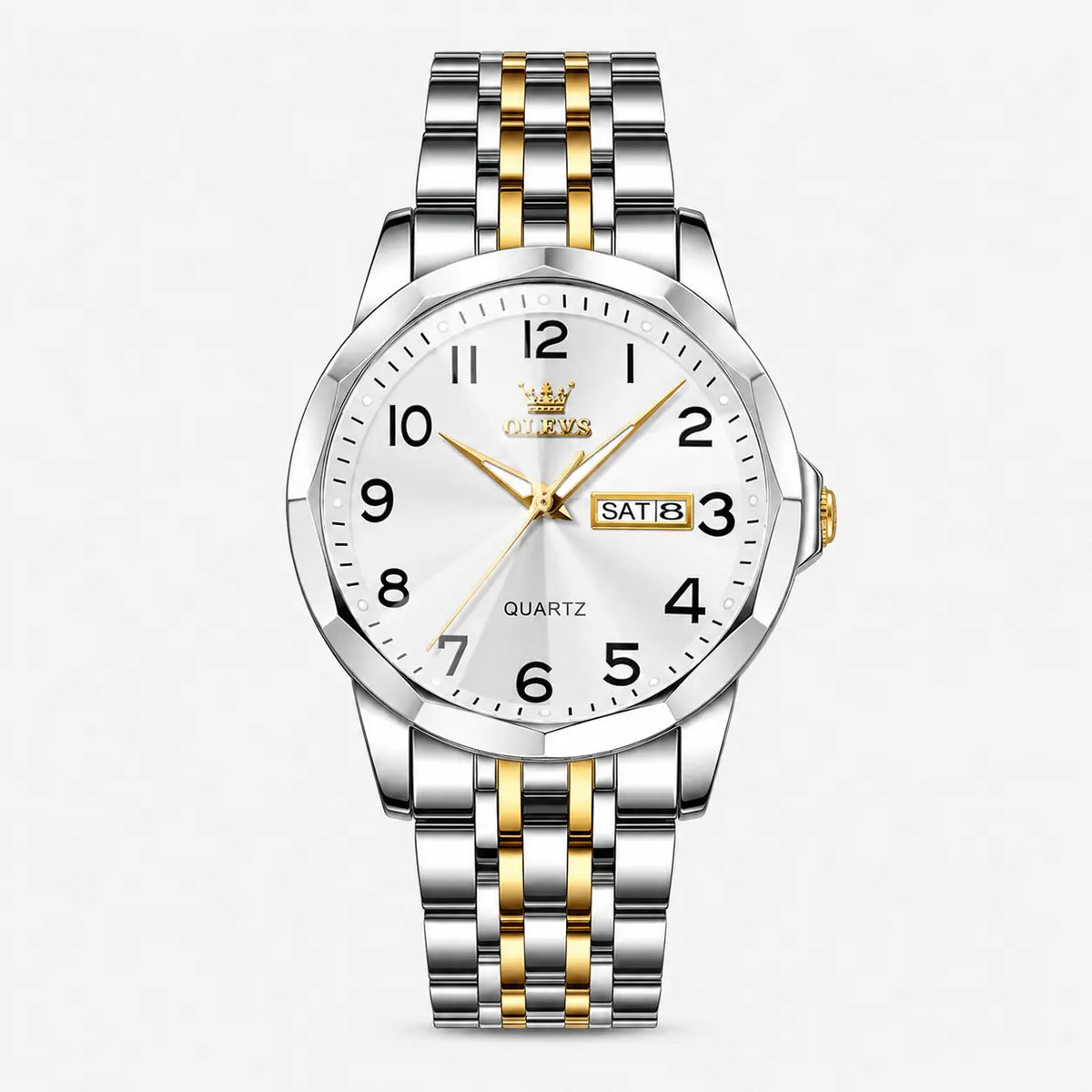 Stainless Steel Quartz Men's Watch – Gold, Blue, Black or White Dial