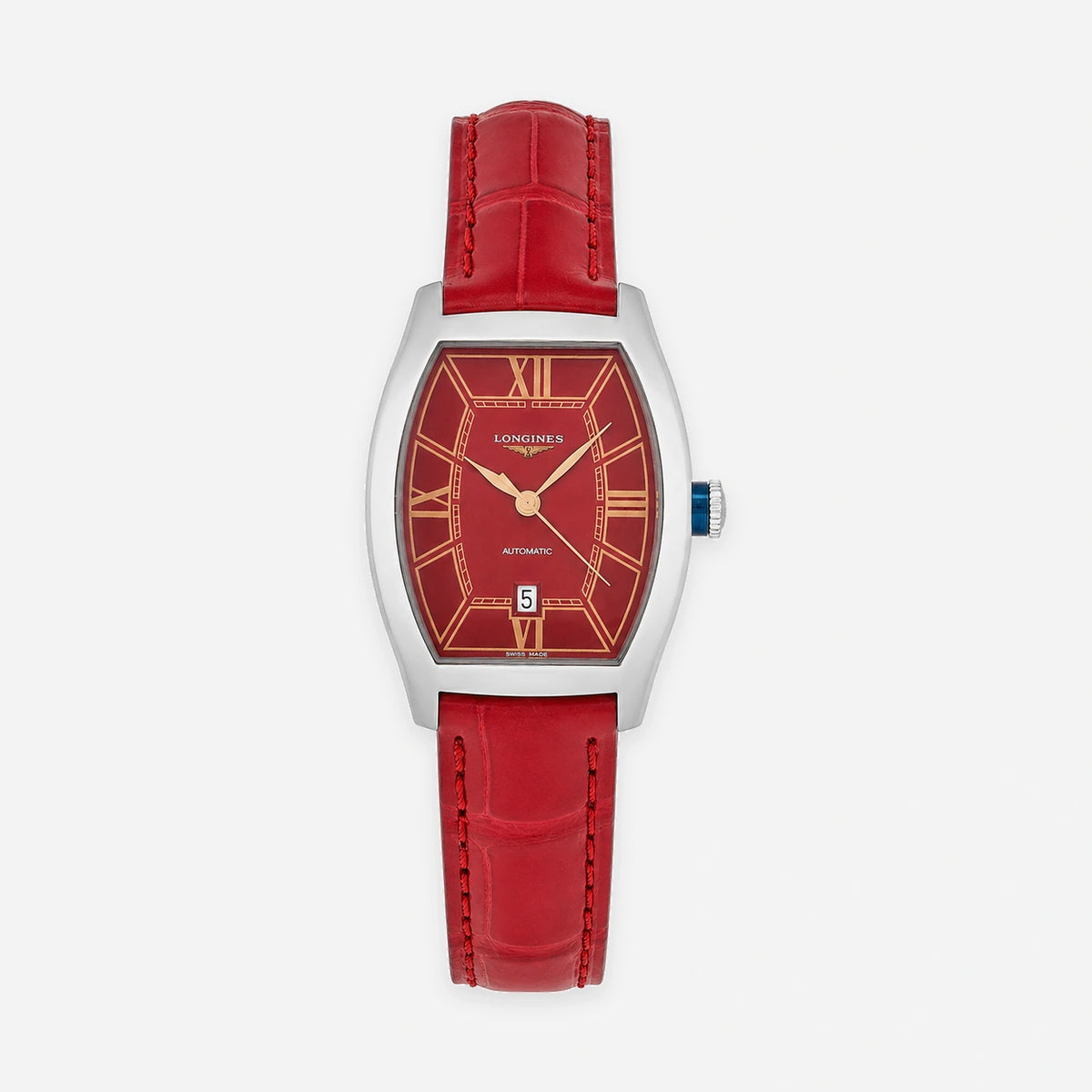Evidenza Automatic 30 mm Red Dial Leather Women's Watch