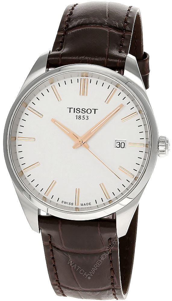 PR 100 Quartz 40 mm Silver Dial Brown Leather Men's Watch