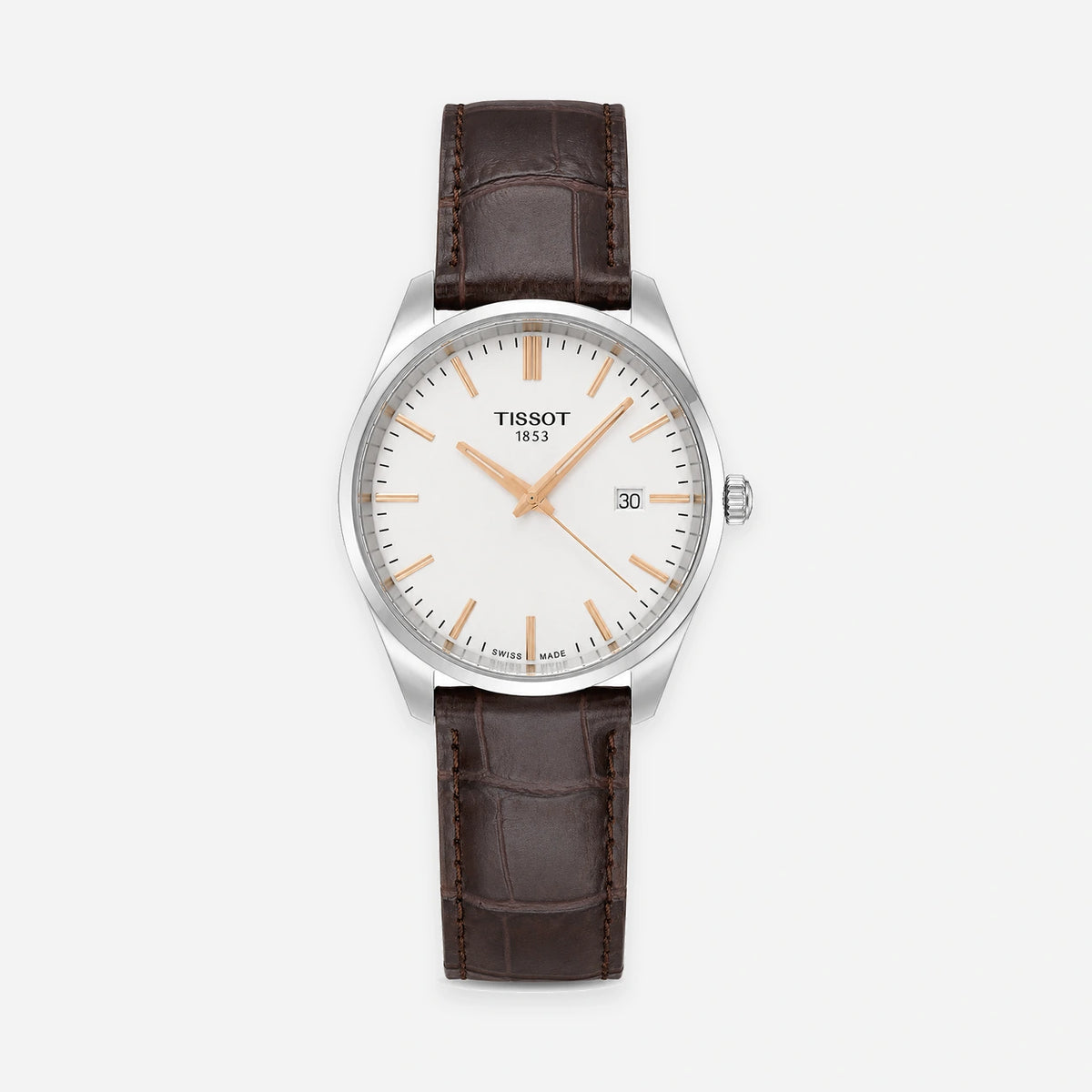 PR 100 Quartz 40 mm Silver Dial Brown Leather Men's Watch